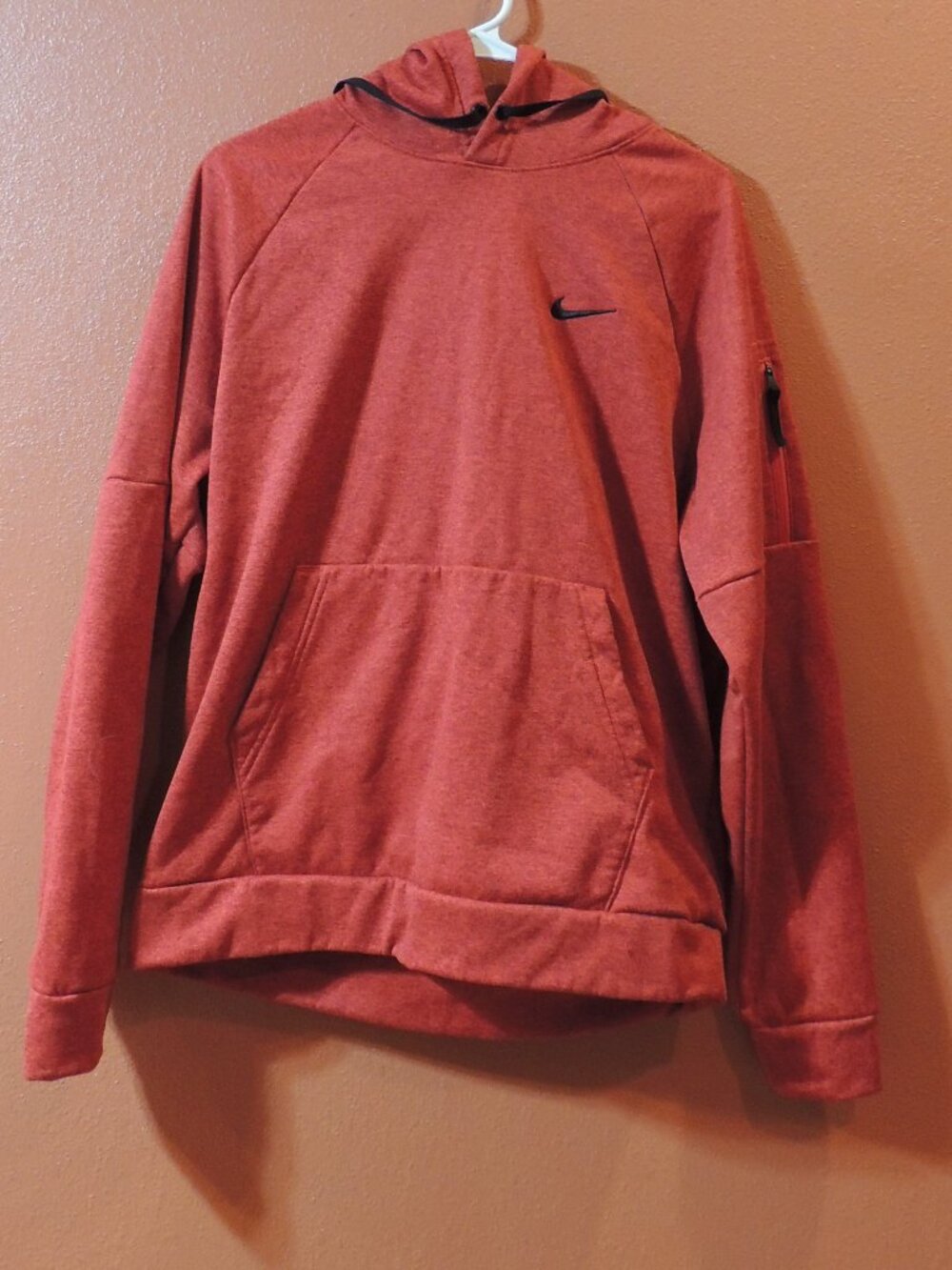 Nike Hoodie Men Large Red White Label Warm Long Sleeve Cool Summer Night Hoodie